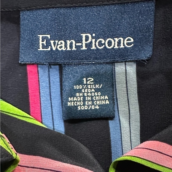 EVAN PICONE Striped Silk Blouse, EUC! - Picture 5 of 5